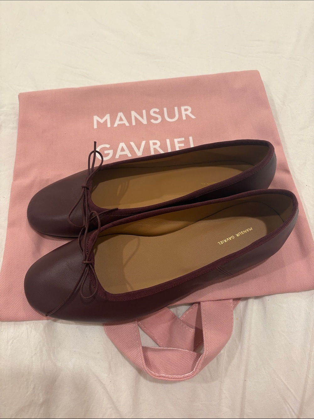 Mansur Gavriel Women's Burgundy Leather Ballet Flats